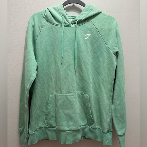 Gymshark Hoodie Womens M Green Pullover Kangaroo Pocket Post Workout Training - Picture 1 of 5